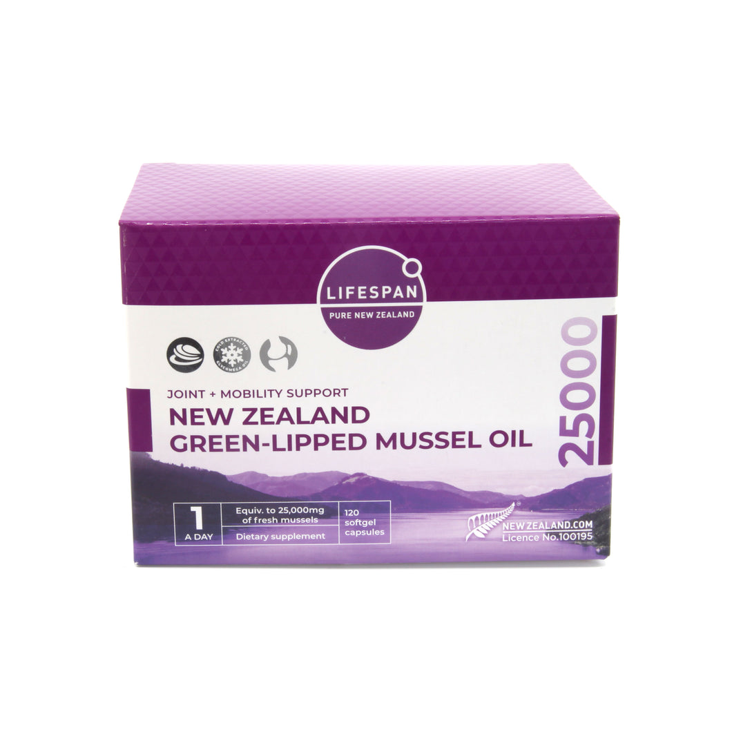 Lifespan Green Lipped Mussel Oil 25000mg, 120 Capsules