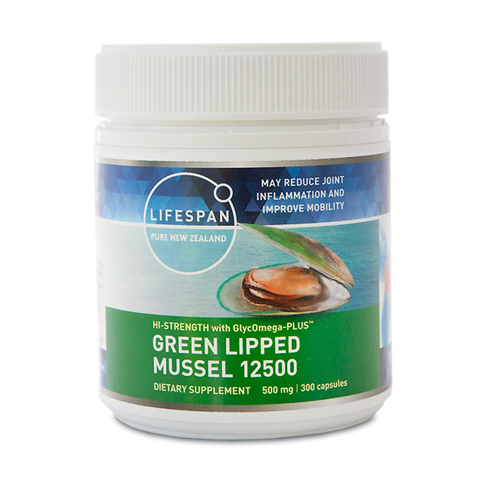 Lifespan Green Lipped Mussel 12500mg, 300 Capsules